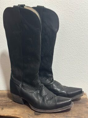 Freebird Woodland Size 9 Black Leather Snip Toe Western Boots Cowgirl Rodeo